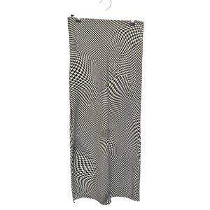 Urban Outfitters SMALL Houndstooth Black White Check Satin Long Midi Skirt
